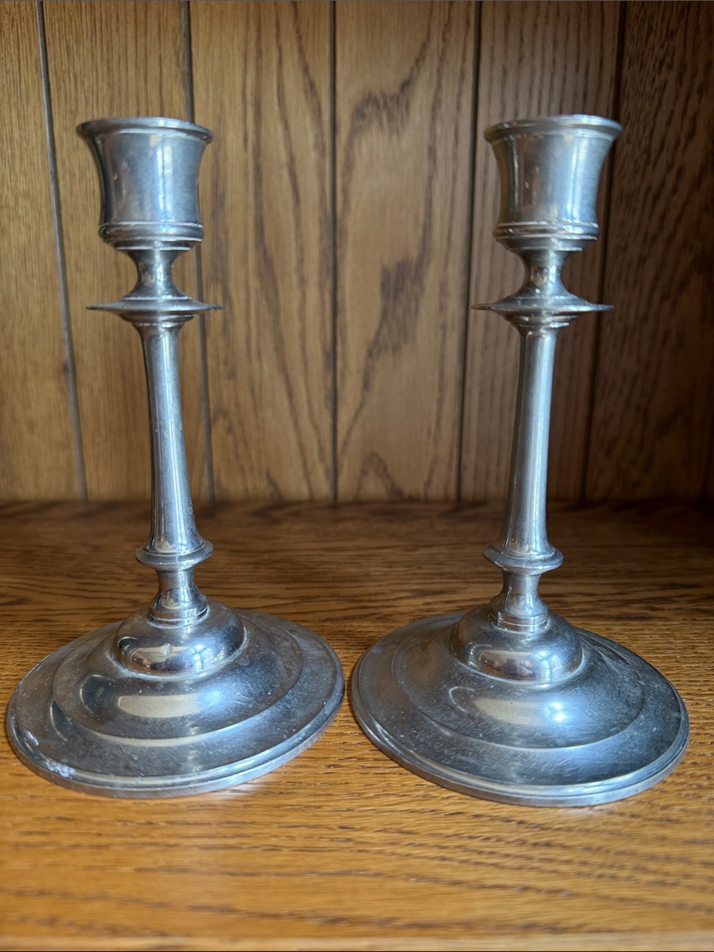 Classic Silver Tone Metal Candlestick Pair - Elegant Home Accent Hedlund &Co.